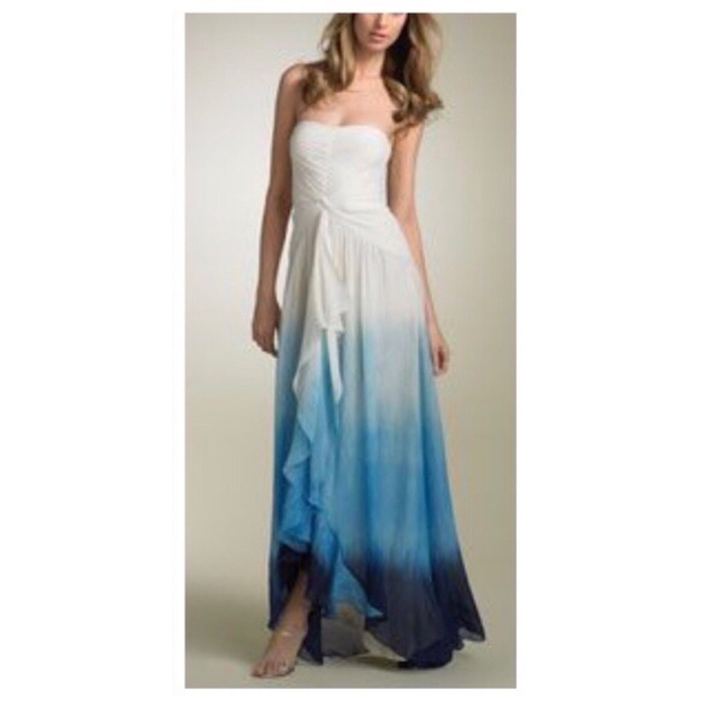 BCBGMAXAZRIA Silk Blue Ombre Gown